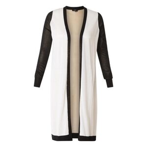 Yesta Julia lightweight colorblock duster cardigan tan black white plus size 18W